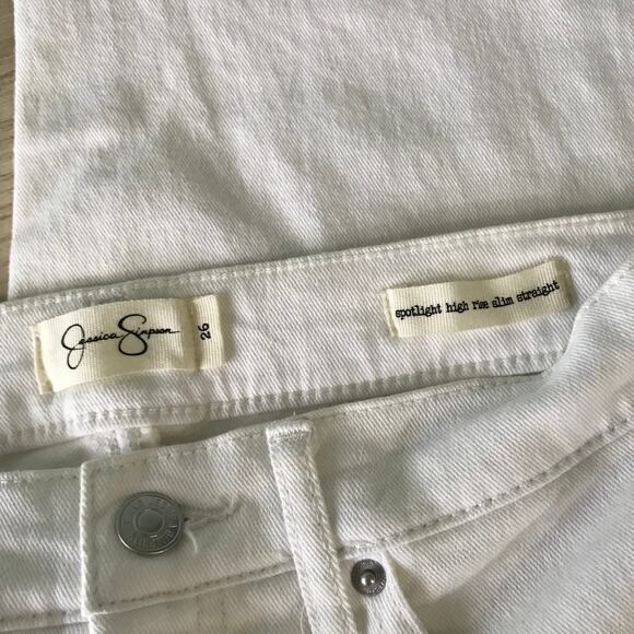 Jessica Simpson Jeans Size 26 Slim Straight Stretch Raw Frayed Hem Shark Bite - Picture 11 of 13